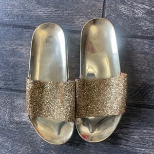 Glitter Slide Sandals - Gold